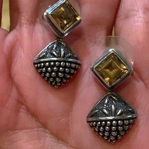 925 STERLING SILVER CITRINE DROP EARRINGS